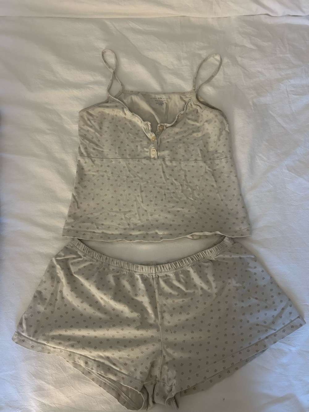 Brandy Melville Cream Printed Cami & Short Sleep Set